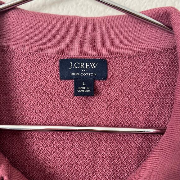 J Crew Factory Basketweave cotton sweater-polo short sleeve mauve pink CI774 - Picture 7 of 8